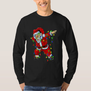 Camiseta Red Dabbing Santa Lighting Funny Xmas Navidades Da