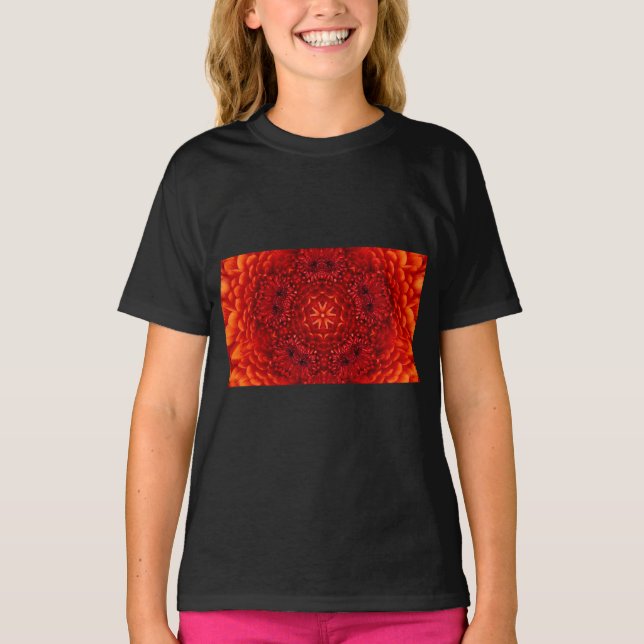 Camiseta RED DAHLIA FLOWERS Resumen Floral (Anverso)