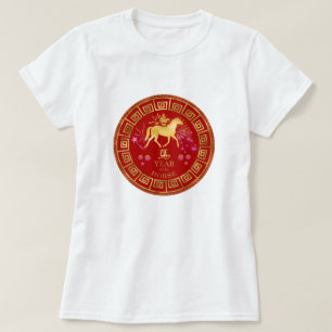 Camiseta Red de caballo zodiaco chino/ID de oro 542