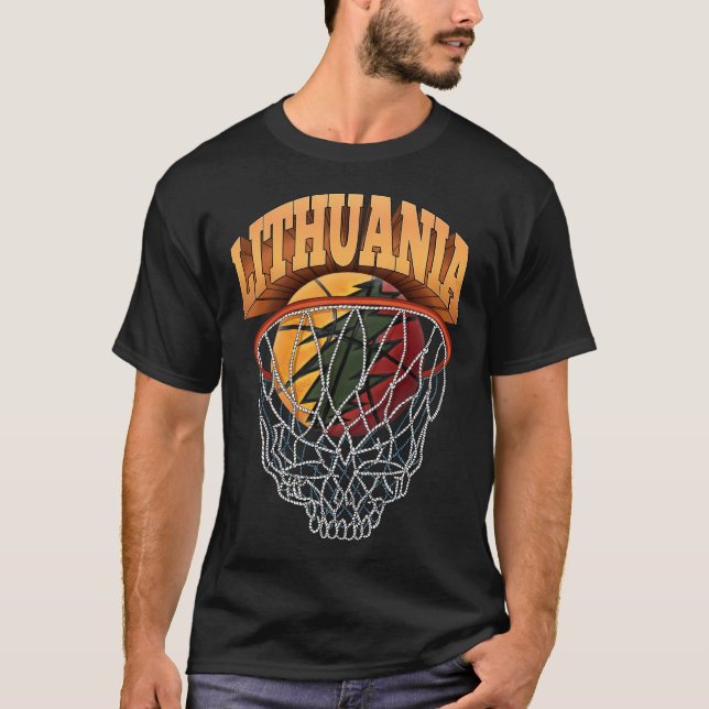 Camiseta Red de Esqueletos de Baloncesto Fuerte de Lituania (Anverso)