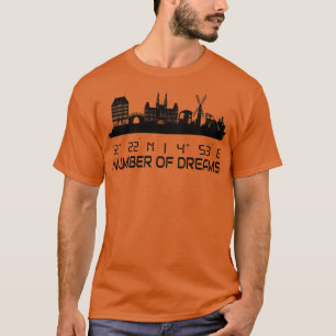 Camiseta Red de Skyline de Amsterdam GPS Coordenadas Ciudad