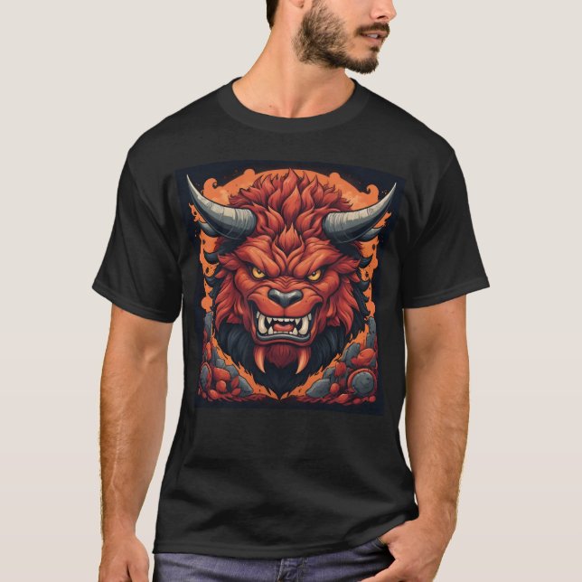 Camiseta Red Demon Bull with Fiery Details (Anverso)