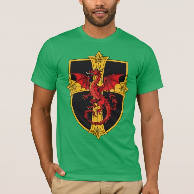 Camiseta Red Dragon And Medieval Cross (Anverso)