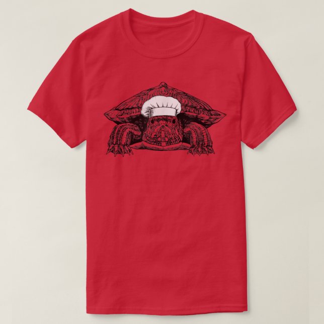Camiseta Red Eared Slider Turtle Animal Chef Funny Cooking  (Diseño del anverso)