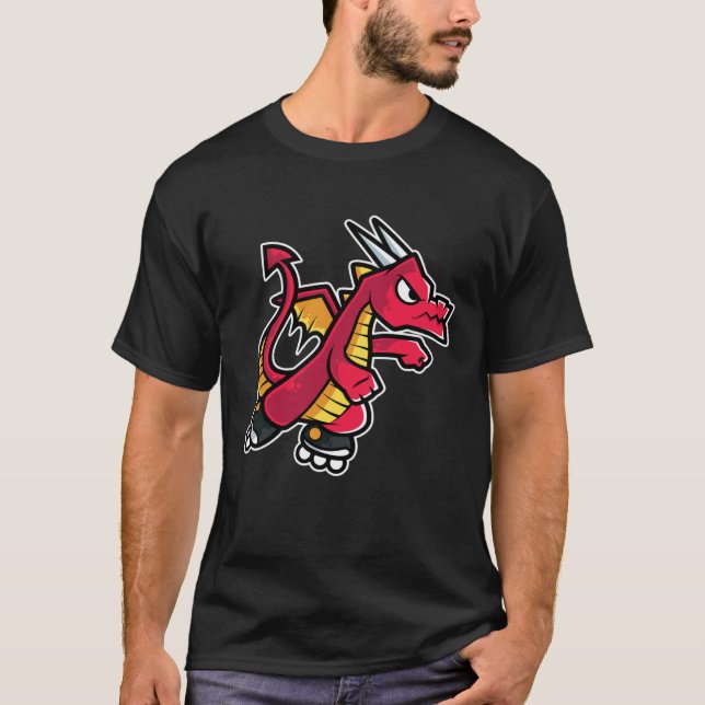 Camiseta Red Fire Dragon Retro Roller Skate (Anverso)