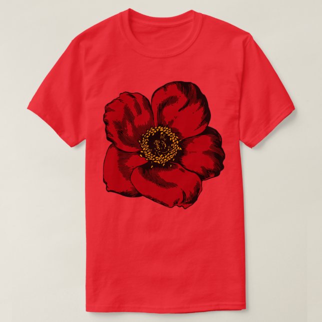 Camiseta Red Flower (Diseño del anverso)