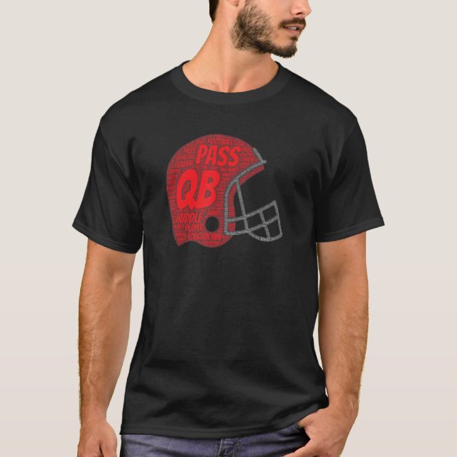 Camiseta Red Football Helmet for QB  Quarterback Player (Anverso)