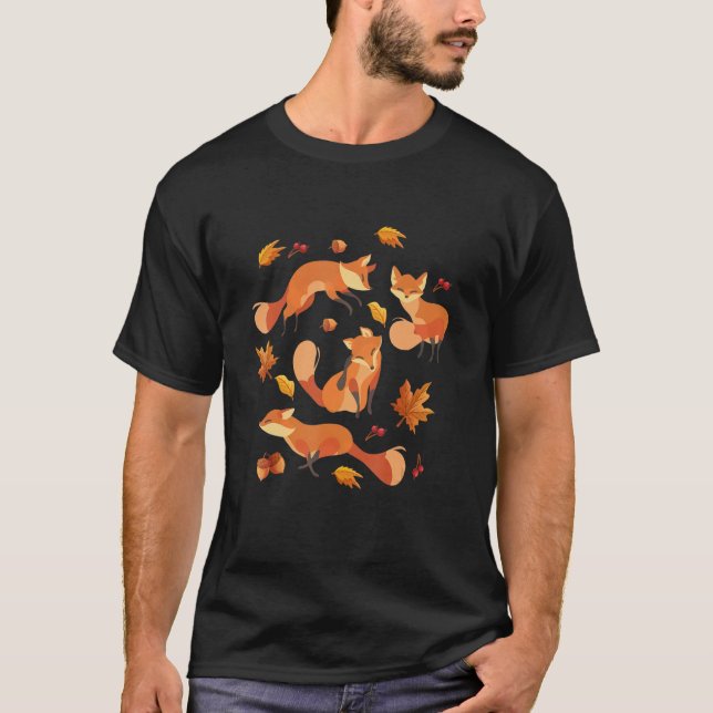Camiseta Red Forest Fox Baby Animal Autumn Fall Leaves (Anverso)