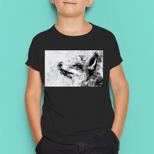 Camiseta Red Fox Black and White Watercolor 01