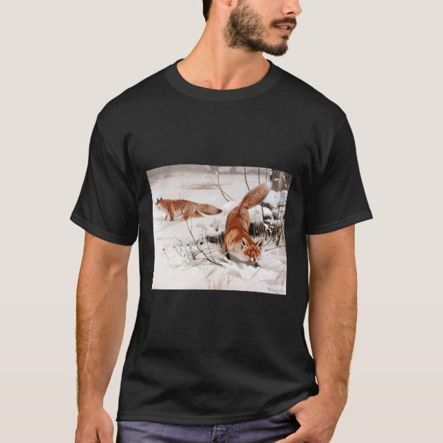 Camiseta Red Foxes in the Winter Snow (by Wilhelm Kuhnert) (Anverso)