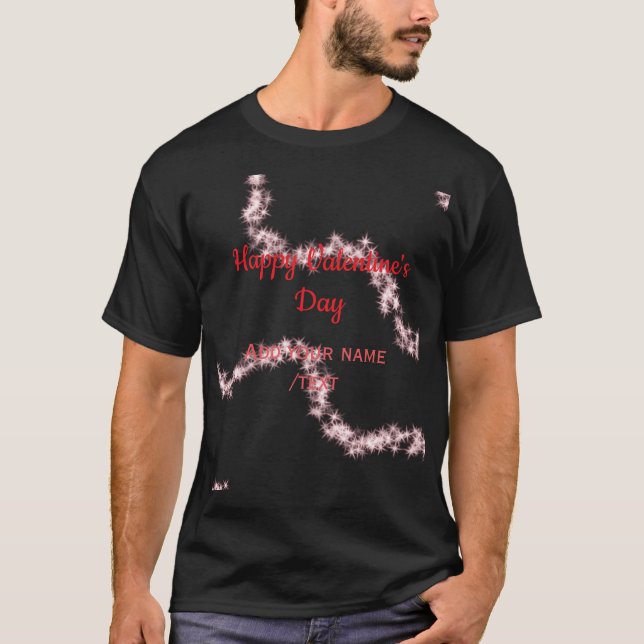 Camiseta Red glitter lines happy Valentine's day spiral nam (Anverso)