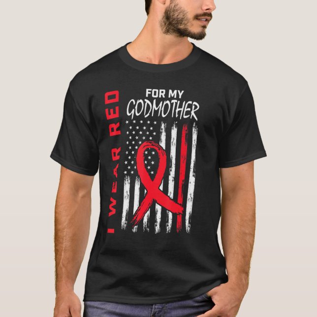 Camiseta Red Godmother Heart Disease Awareness Flag Matchin (Anverso)