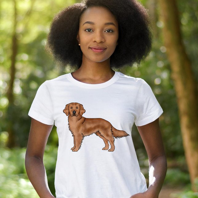 Camiseta Red Golden Retriever Cute Cartoon Dog Ilustracion (Please note: This image is a digital mockup.)