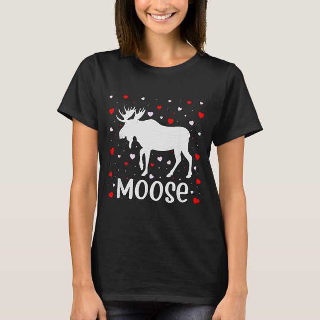 Camiseta Red Heart Cud Love Graphic Moose Lover Valentine D (Anverso)