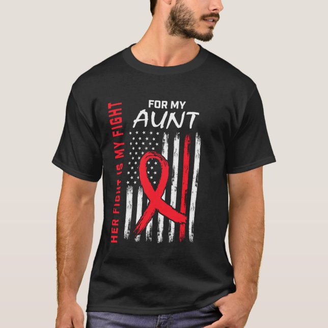 Camiseta Red Heart Disease Awareness Flag Aunt Supporter Pr (Anverso)