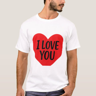 Camiseta Red Heart “I LOVE YOU” – Romantic Minimalist Desig