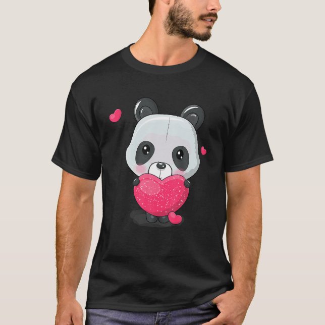Camiseta Red Heart Panda Love Couples 2022 Coincidiendo con (Anverso)