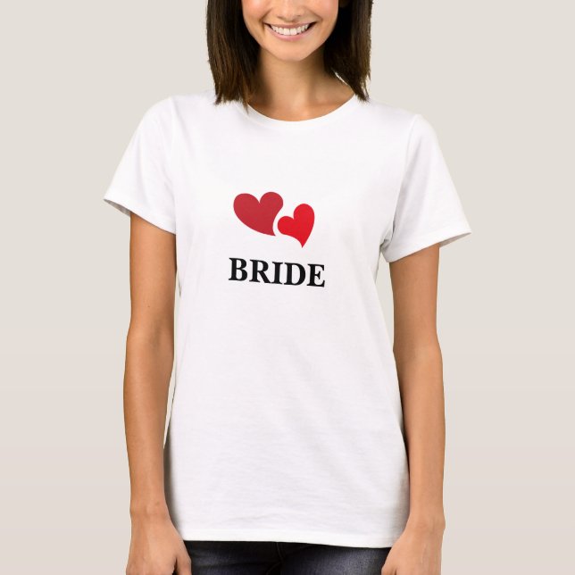 Camiseta Red Hearts Bride Typografía diseño mínimo (Anverso)