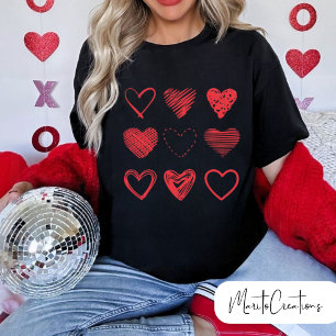 Camiseta Red Hearts, Doodles of love, Valentine's Day.