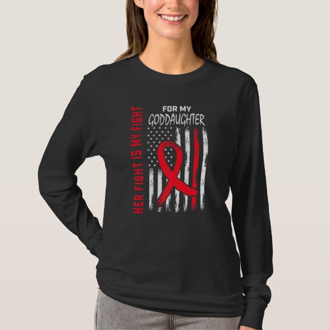 Camiseta Red Her Fight Goddaughter Heart Disease Awareness  (Anverso)