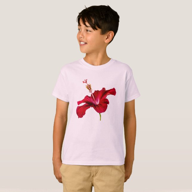 Camiseta Red Hibiscus Flower Side View Kid's (Anverso completo)