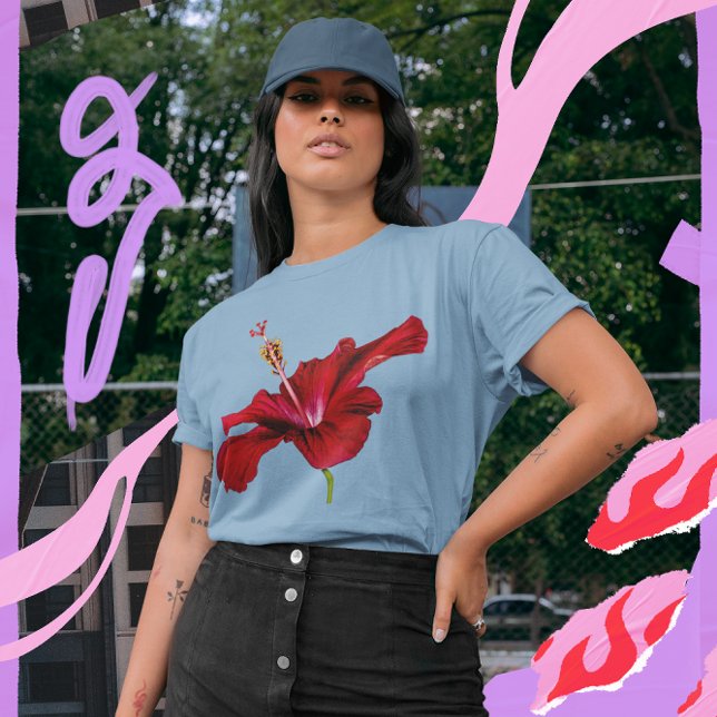 Camiseta Red Hibiscus Flower Side View Women's (Red Hibiscus Flower Side View Women's T-Shirt)