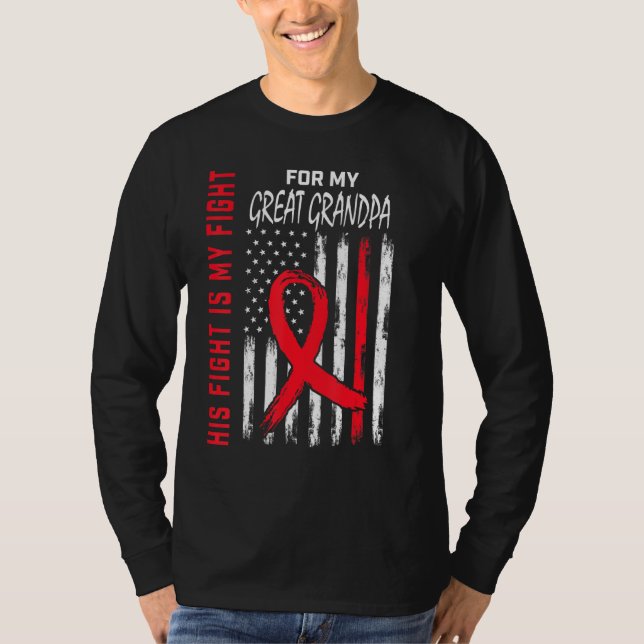 Camiseta Red His Fight Great Grandpa Heart Disease Awarenes (Anverso)