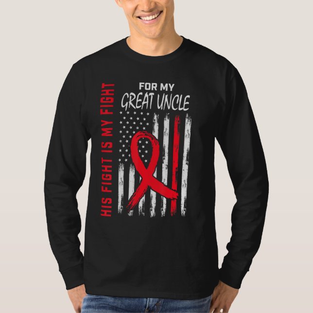 Camiseta Red His Fight Great Uncle Heart Disease Awareness  (Anverso)