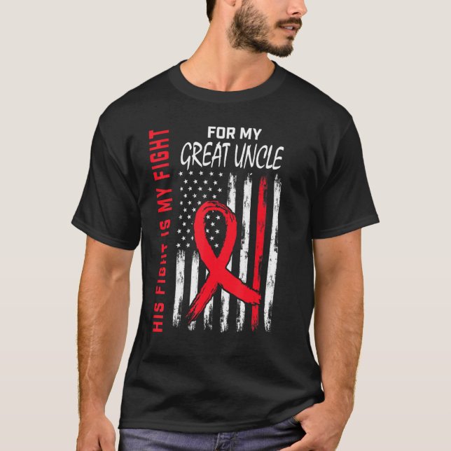 Camiseta Red His Fight Great Uncle Heart Disease Awareness  (Anverso)