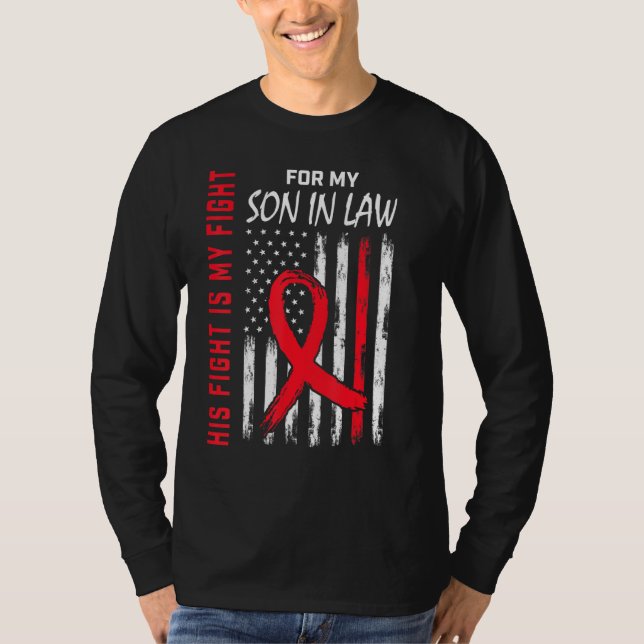 Camiseta Red His Fight Son In Law Heart Disease Awareness F (Anverso)