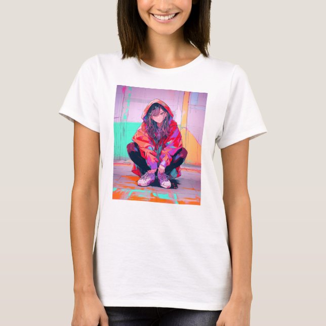 Camiseta Red Hoodie JK Tシャツ T-shirt｜寿司娘 GenerativeAI (Anverso)