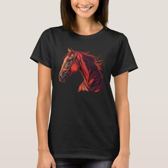 Camiseta Red Horse  Horseback Riding Equestrian Cowgirl Fun (Anverso)