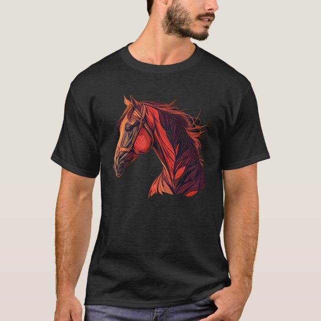 Camiseta Red Horse  Horseback Riding Equestrian Cowgirl Fun (Anverso)