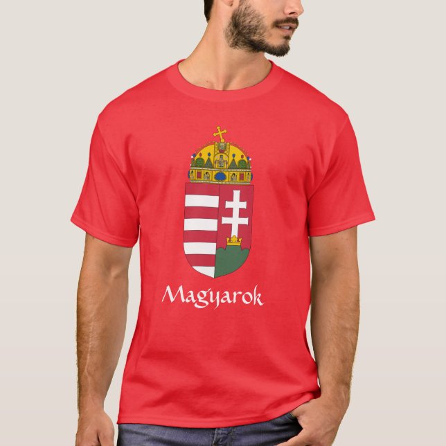 Camiseta RED Hungría Escudo de armas Magyarok T-Shirt (Anverso)