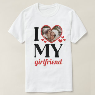 Camiseta Red I Heart My Girlfriend Add Photo
