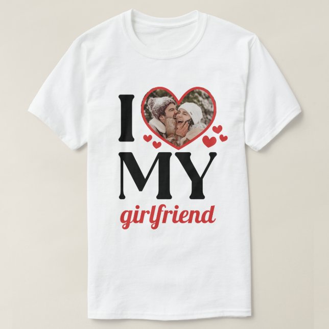 Camiseta Red I Heart My Girlfriend Add Photo (Diseño del anverso)