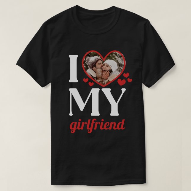 Camiseta Red I Heart My Girlfriend Add Your Photo (Diseño del anverso)