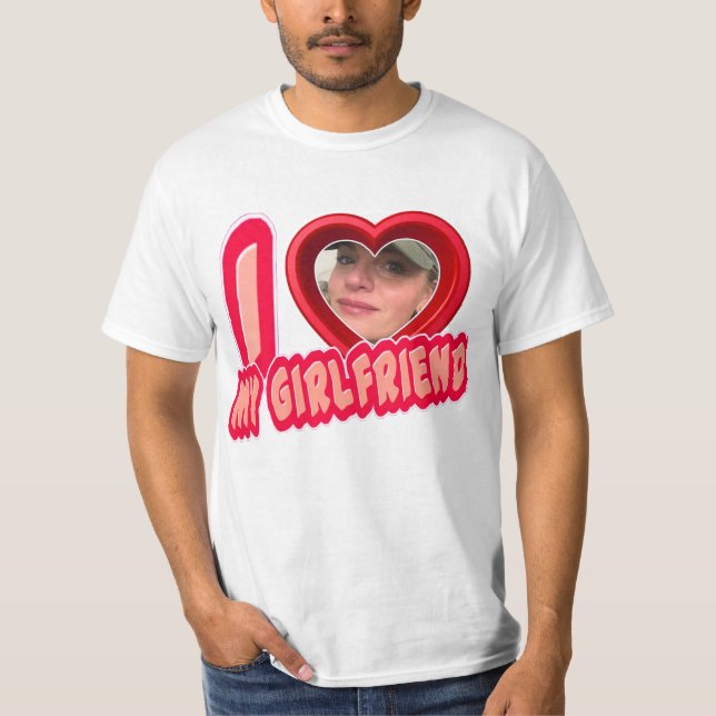 Camiseta Red I Love My Girlfriend Photo Personalizado (Anverso)