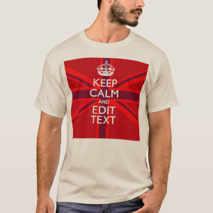 Camiseta Red Keep Calm ten tu texto sobre la bandera de Uni