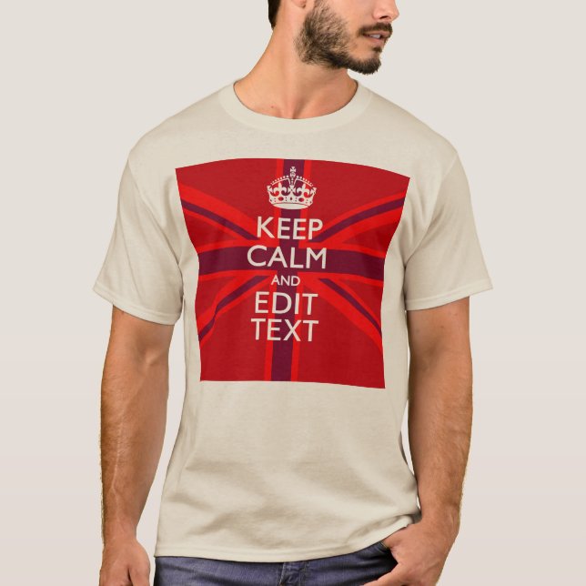 Camiseta Red Keep Calm ten tu texto sobre la bandera de Uni (Anverso)