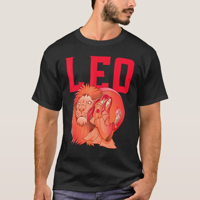 Camiseta Red Leo Zodiac Horoscopio Astrológico (Anverso)