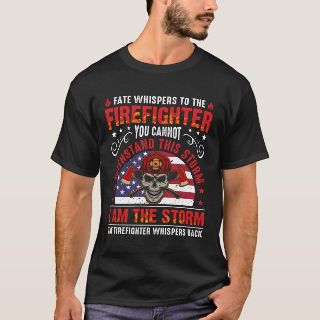 Camiseta Red Line American Flag  Cool Firefighter Plus Size (Anverso)