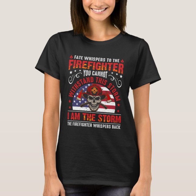 Camiseta Red Line American Flag  Cool Firefighter Plus Size (Anverso)