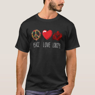 Camiseta Red Lobster Love Peace Heart Seafood Crawfish Lobs