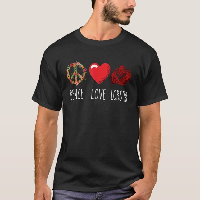 Camiseta Red Lobster Love Peace Heart Seafood Crawfish Lobs (Anverso)