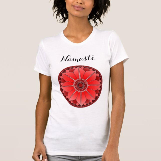 Camiseta Red Lotus Mandala Namaste Typography Yoga Personal (Anverso)