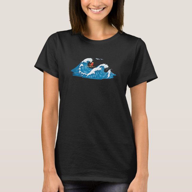 Camiseta Red Macaw Parrot Bird Wave Surfing (Anverso)