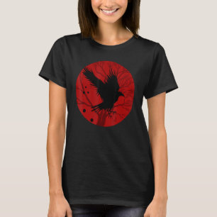 Camiseta Red Moon Creepy Crow Bird Gothic Forest Animal Rav