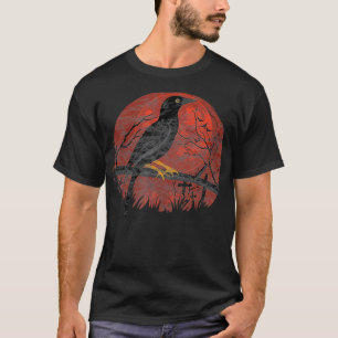Camiseta Red Moon Raven Gráfica Black Crow Design Go