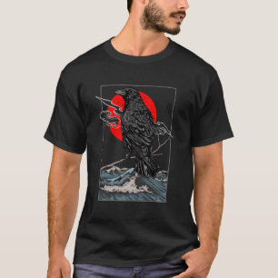 Camiseta Red Moon Raven Graphic Black Crow